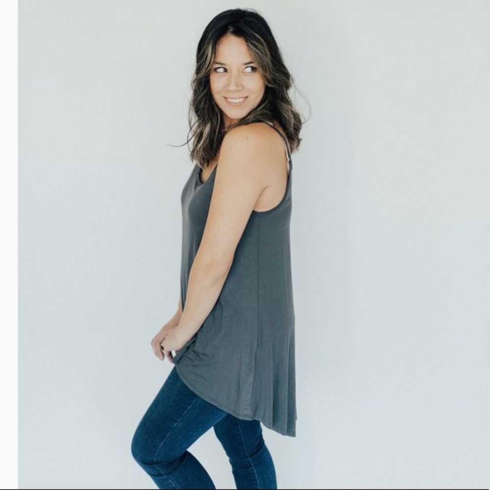 Carly Jean Spaghetti Strap Tunic, grey